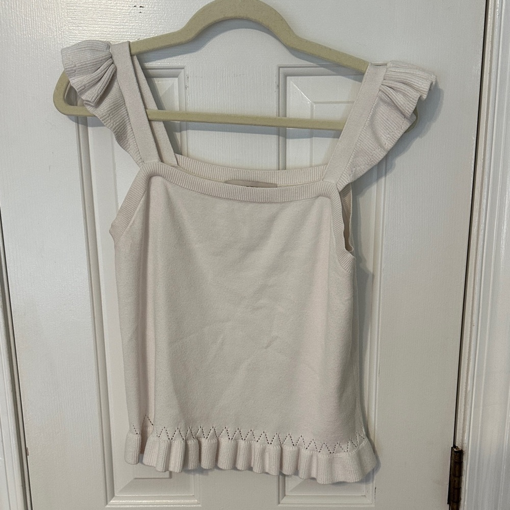 LOFT Off white Ruffle Strap Camisole
